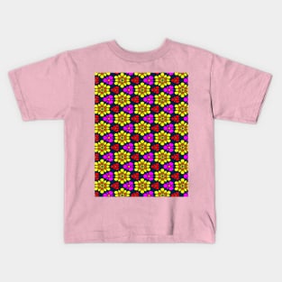 Yellow and Pink Flower Pattern Kids T-Shirt